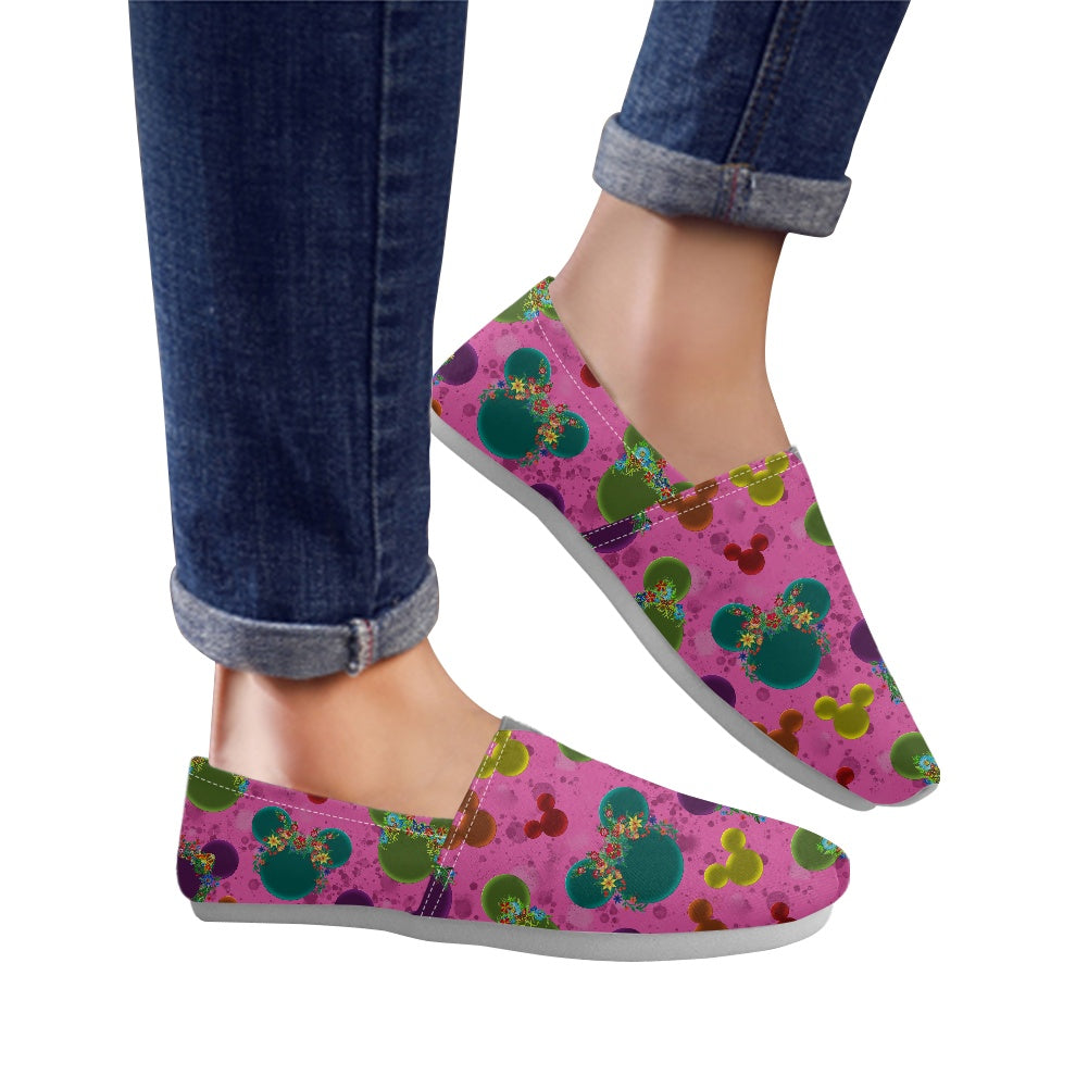 Neon Floral Ears Slip On Toms