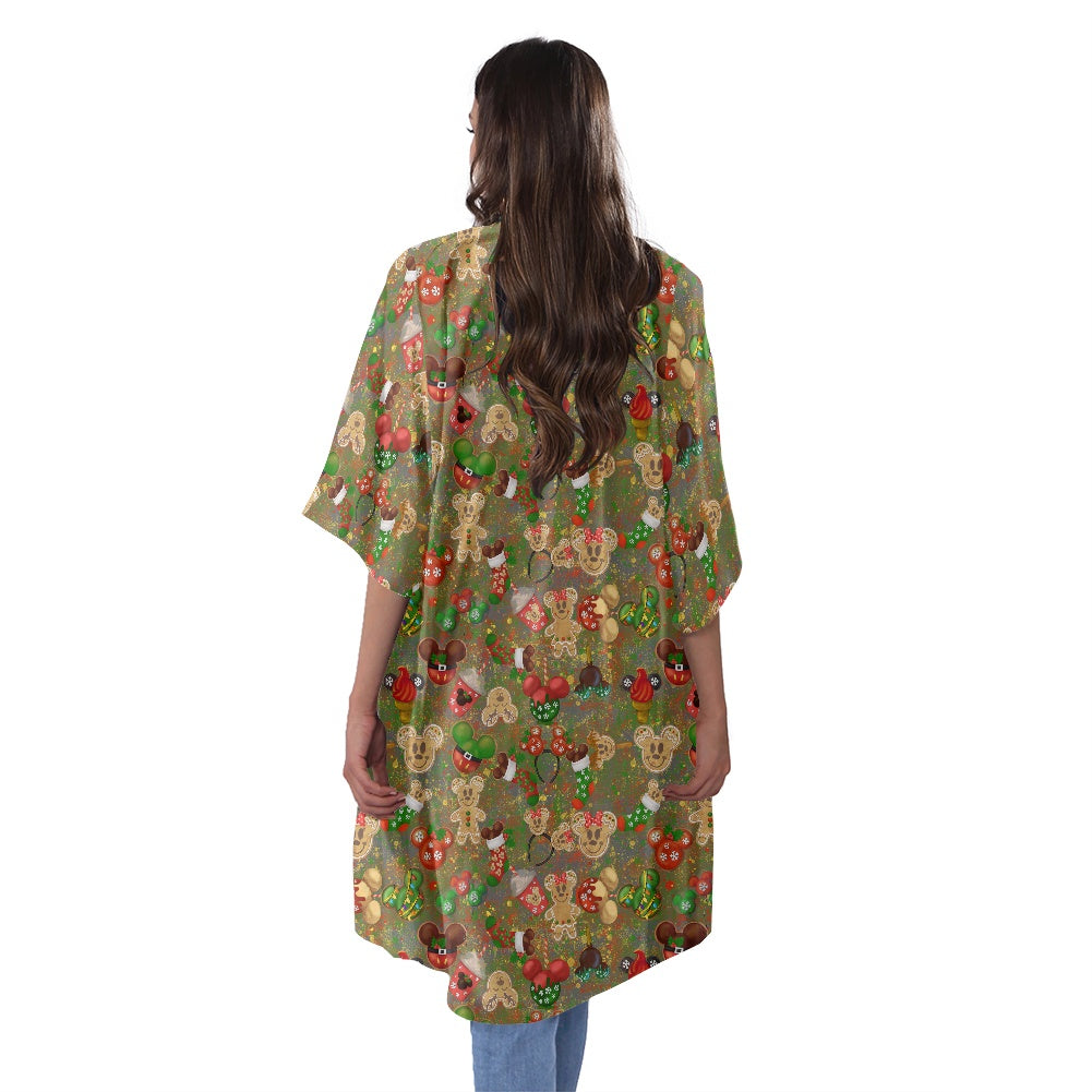 Christmas Cookies Women's Half Sleeve Kimono Cardigan