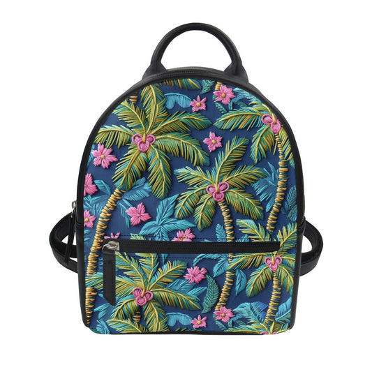 Embroidered Palms Small Backpack