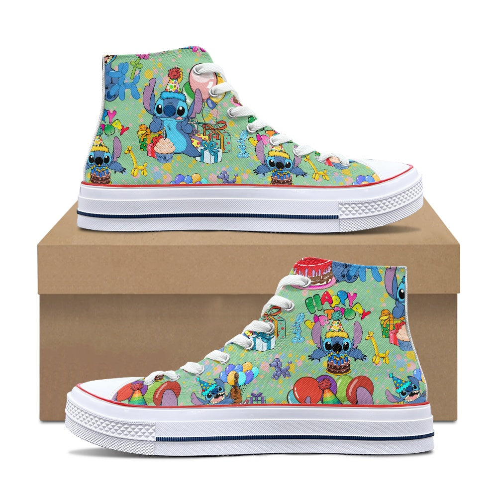 Birthday Alien High Top Canvas Shoes