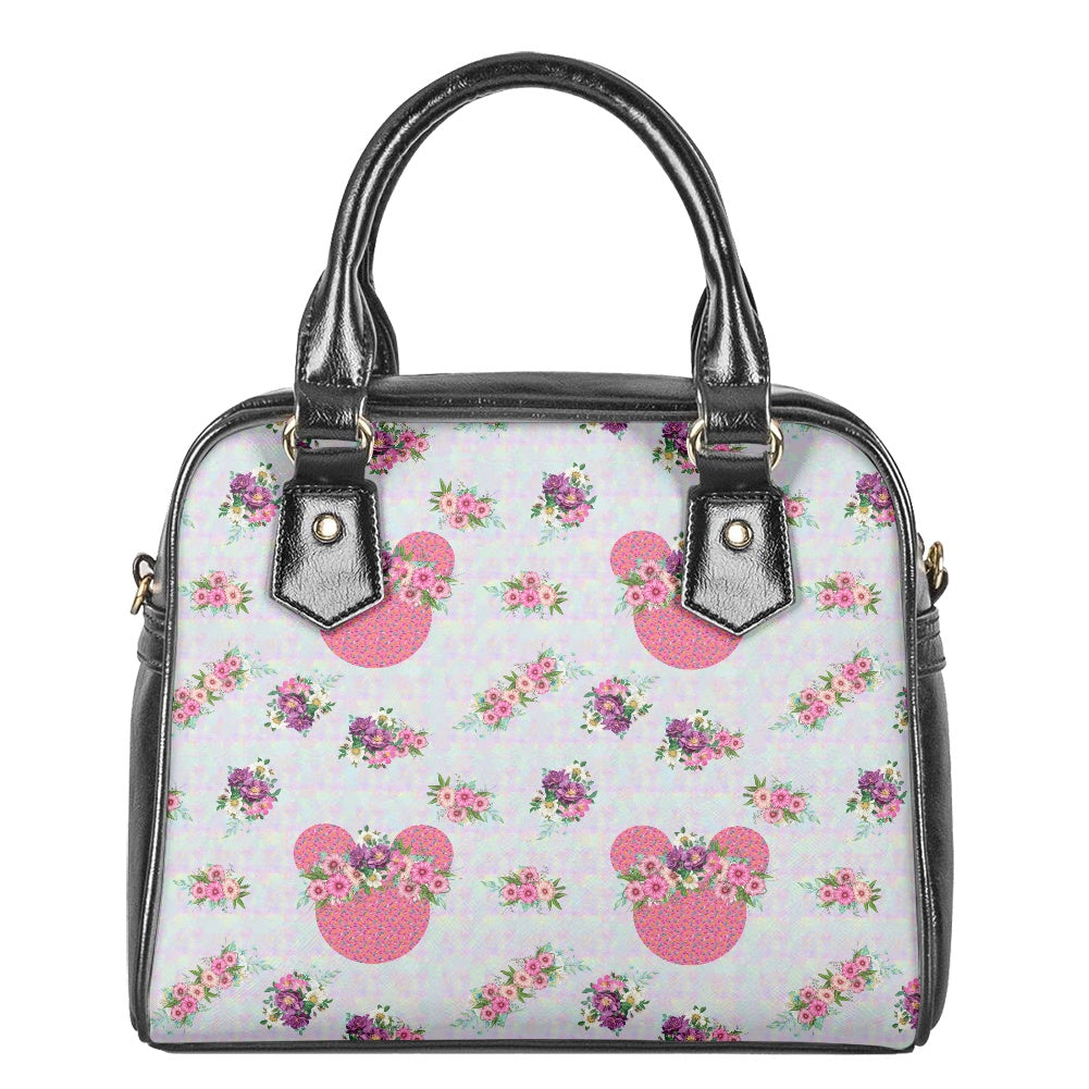 Pink Floral Crown Bowler Bag