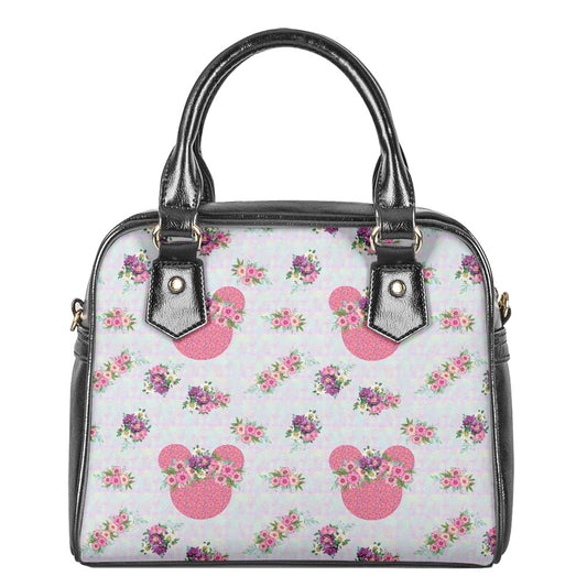 Pink Floral Crown Bowler Bag