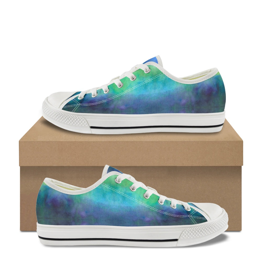 Aqua Tie Dye Adult Classic Low Top Canvas Shoes-Heavy Bottom