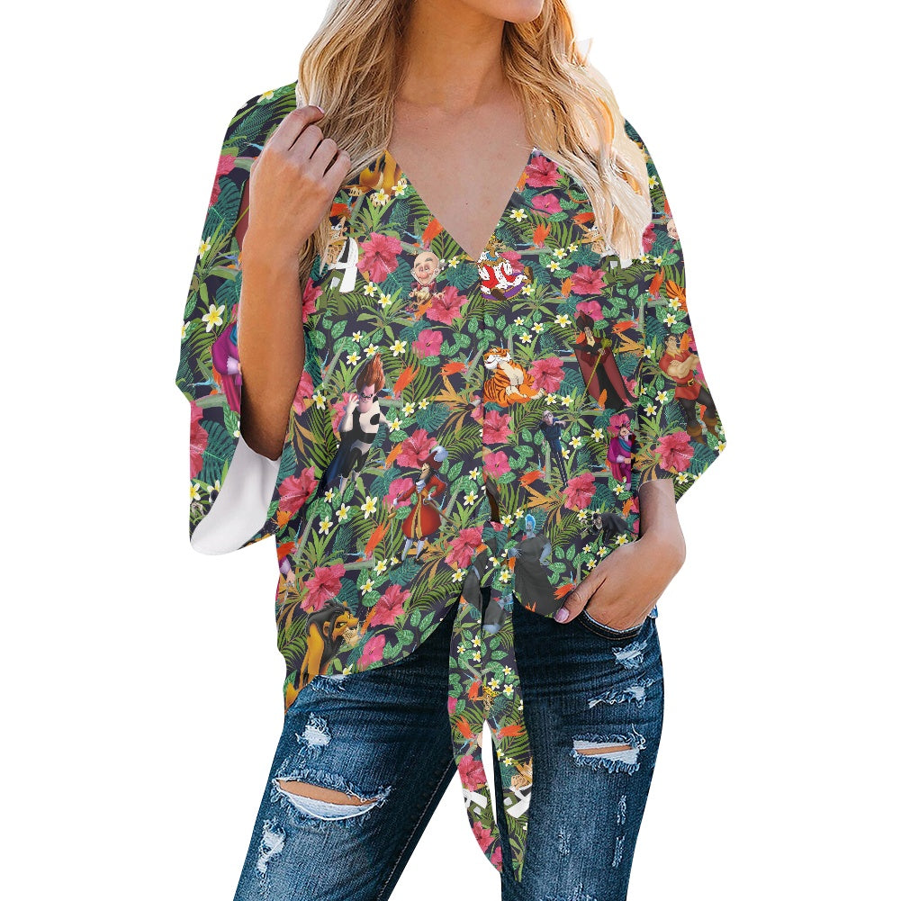 Tropical Male Villains Women‘s’ V-neck Streamers Blouse