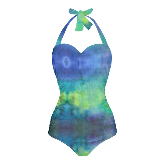 Aqua Tie Dye Strappy one piece