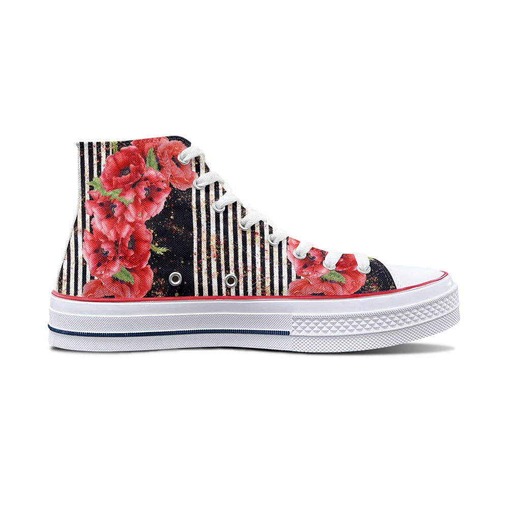 Poppy Stripe High Top Canvas Shoes