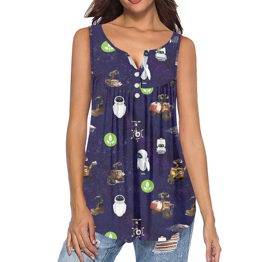 Space Robots Women's Sleeveless V-Neck Top