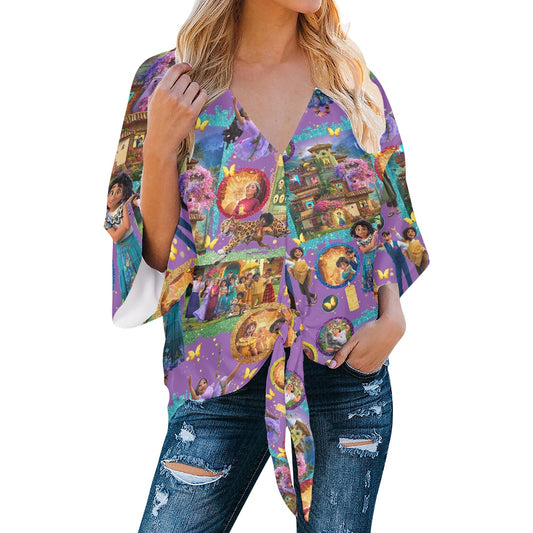 Magic Family Women‘s’ V-neck Streamers Blouse