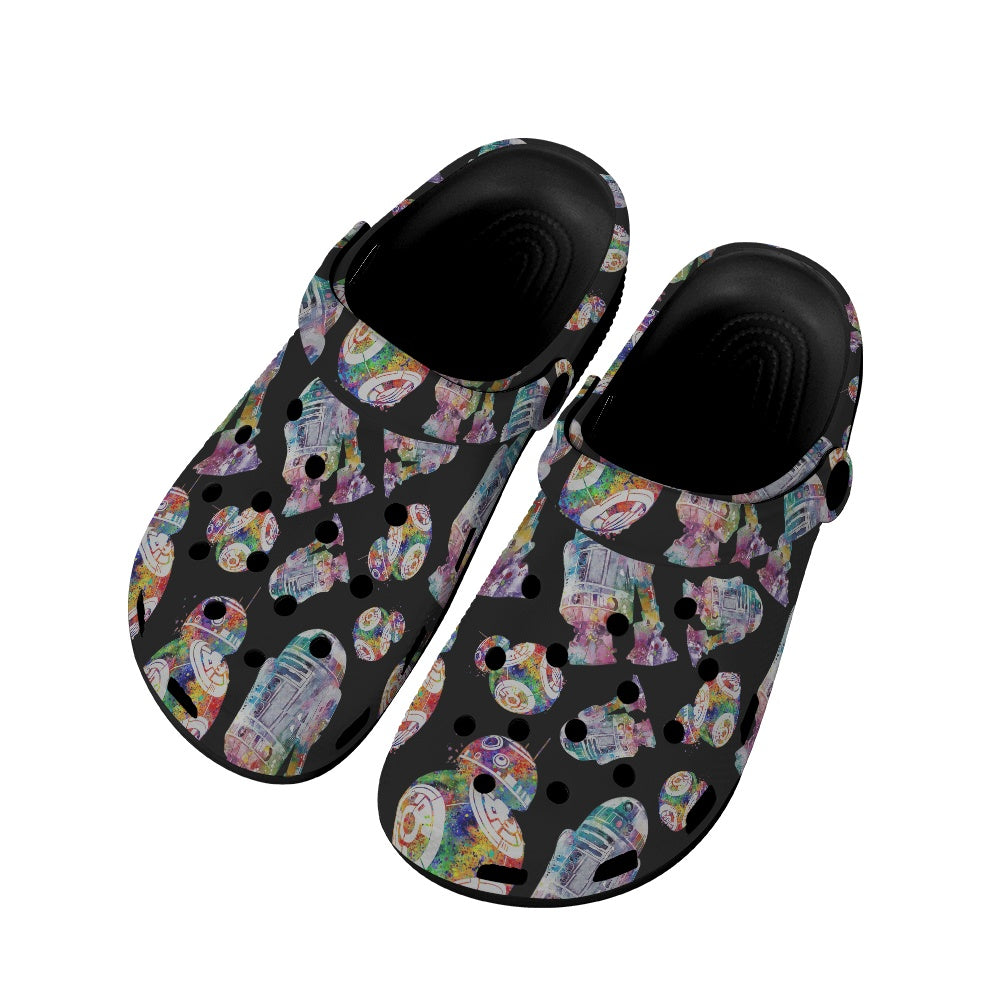 Rainbow Droids Adult Crocs Black Sole