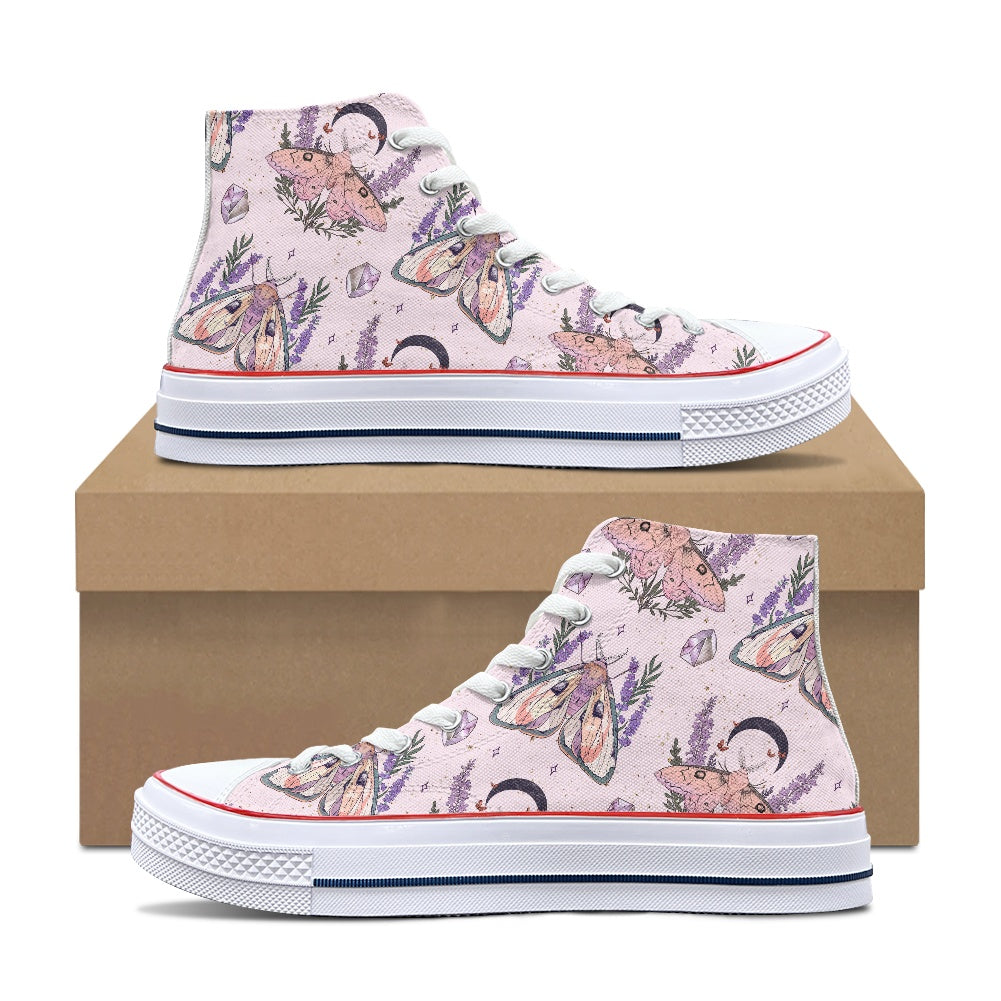 Lunar Moth Pastel High Top Canvas Shoes