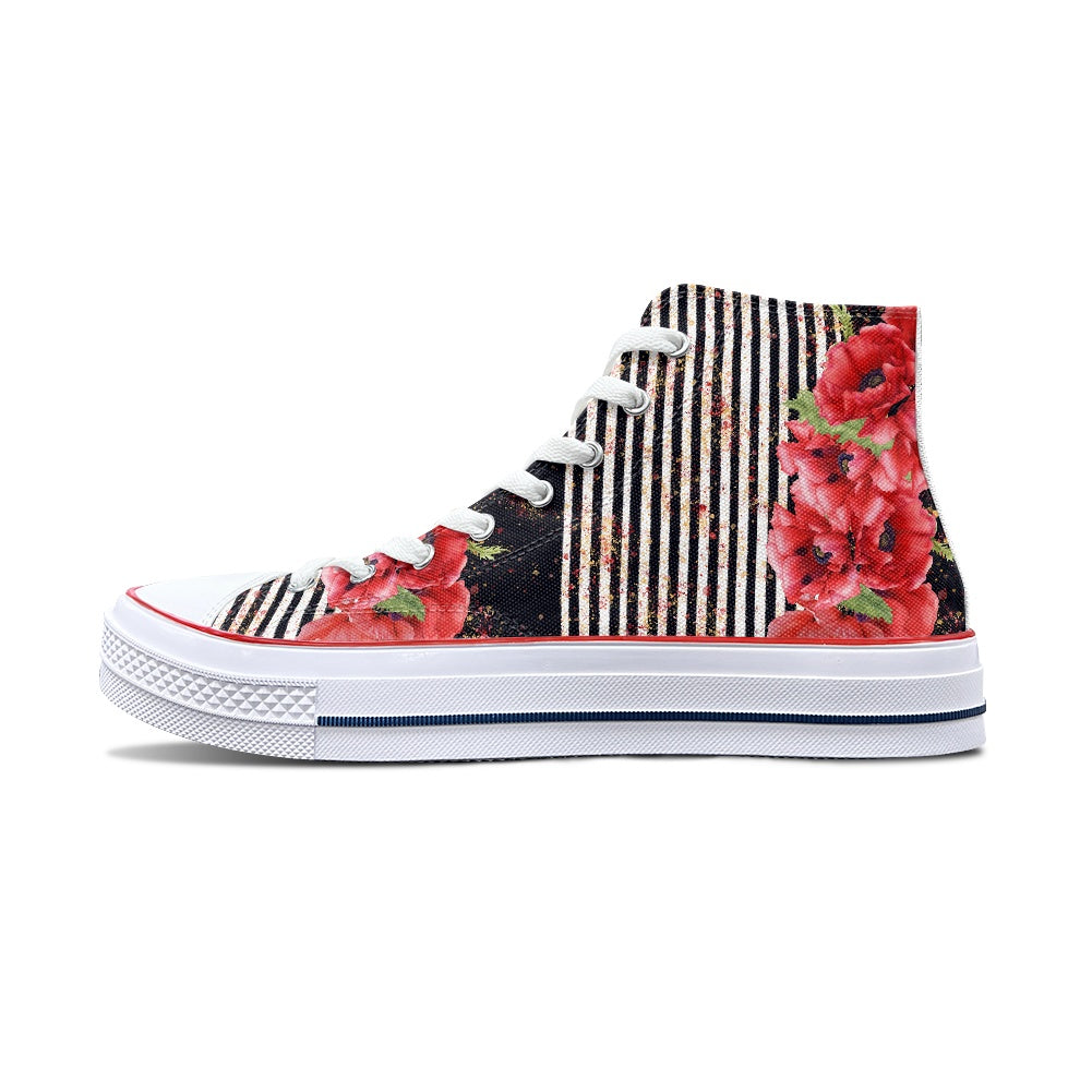 Poppy Stripe High Top Canvas Shoes