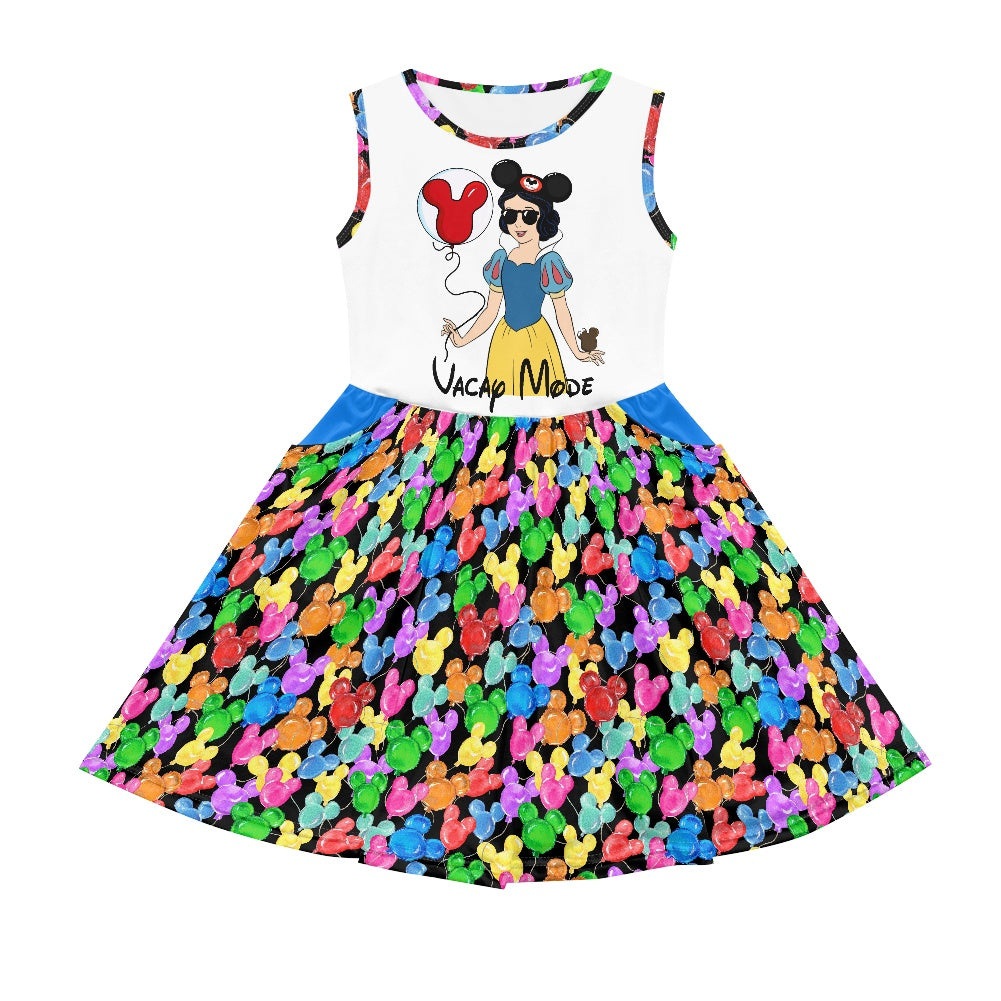 Mouse Balloons- Snow- Girl's dress with pockets