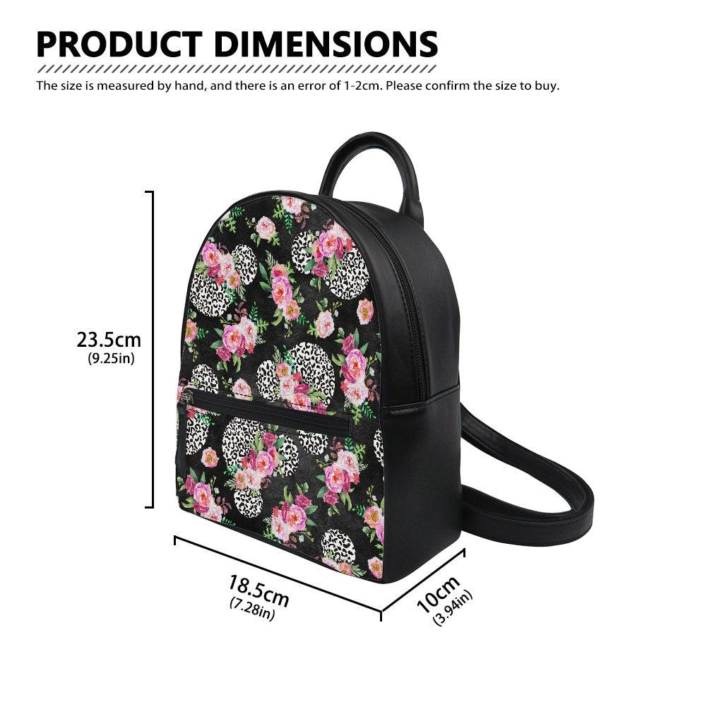 Floral Cheetah Black Small Backpack