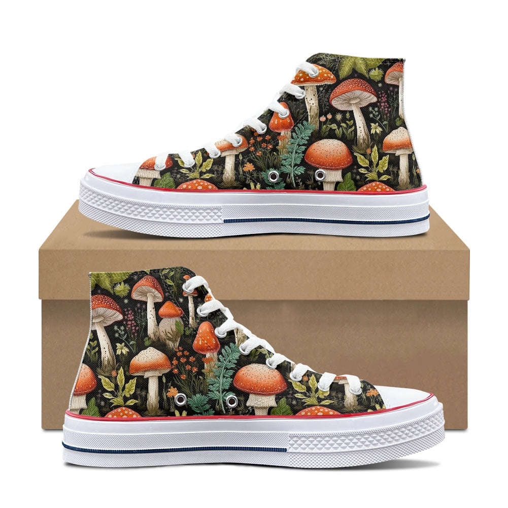 Burnt Orange Mushroom High Top Canvas Shoes
